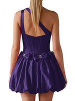 One-Shoulder Bow Mini Dress 