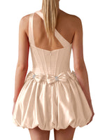 One-Shoulder Bow Mini Dress 