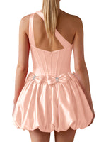 One-Shoulder Bow Mini Dress 