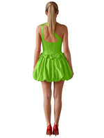 One-Shoulder Bow Mini Dress 