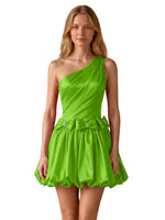 One-Shoulder Bow Mini Dress 