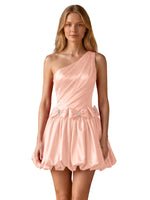 One-Shoulder Bow Mini Dress 