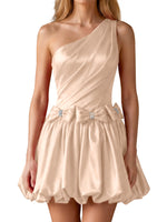 One-Shoulder Bow Mini Dress 