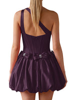 One-Shoulder Bow Mini Dress 
