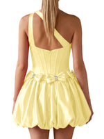 One-Shoulder Bow Mini Dress 