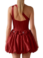 One-Shoulder Bow Mini Dress 