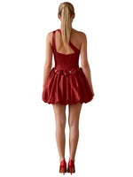 One-Shoulder Bow Mini Dress 