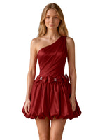 One-Shoulder Bow Mini Dress 