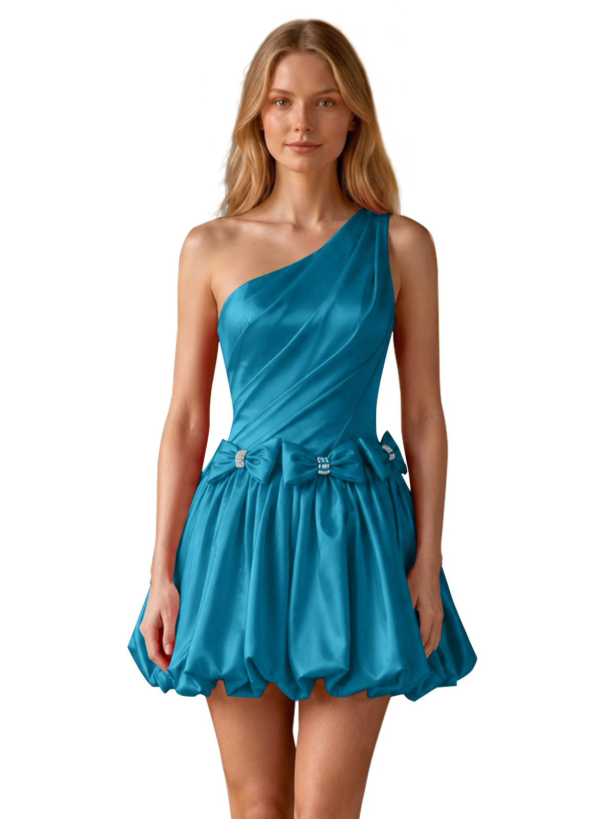 One-Shoulder Bow Mini Dress 