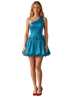 One-Shoulder Bow Mini Dress 