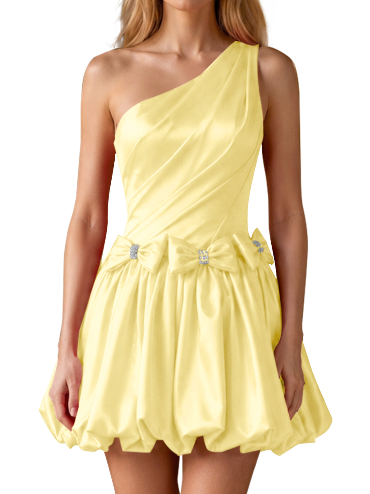 One-Shoulder Bow Mini Dress 