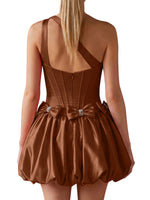 One-Shoulder Bow Mini Dress 