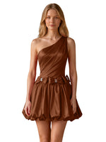 One-Shoulder Bow Mini Dress 