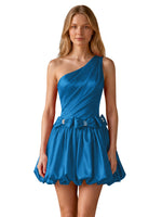 One-Shoulder Bow Mini Dress 