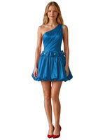 One-Shoulder Bow Mini Dress 