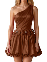 One-Shoulder Bow Mini Dress 