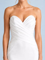 Stretch Satin Wedding Dress with Cross-over Bodice