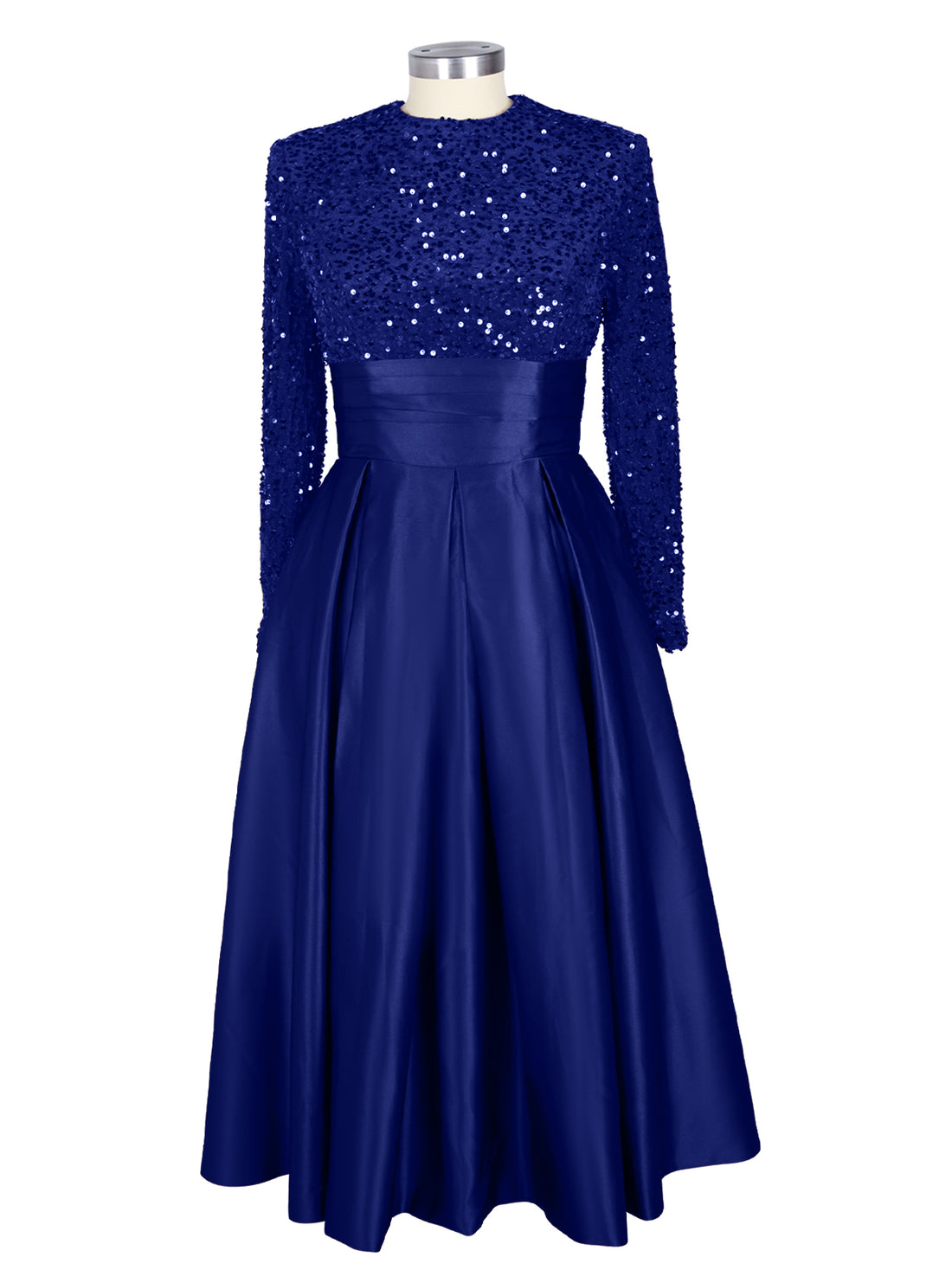 Sequined Boat Long Sleeves Dress 
