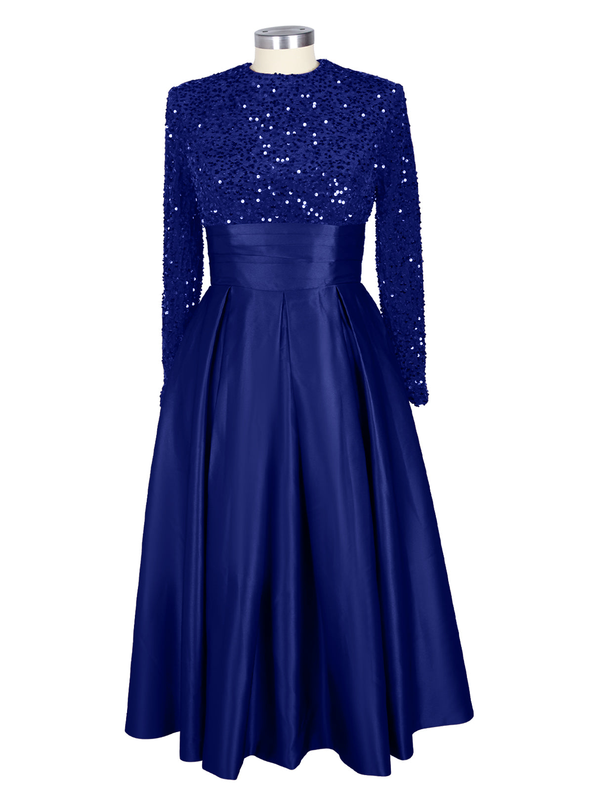 Sequined Boat Long Sleeves Dress 
