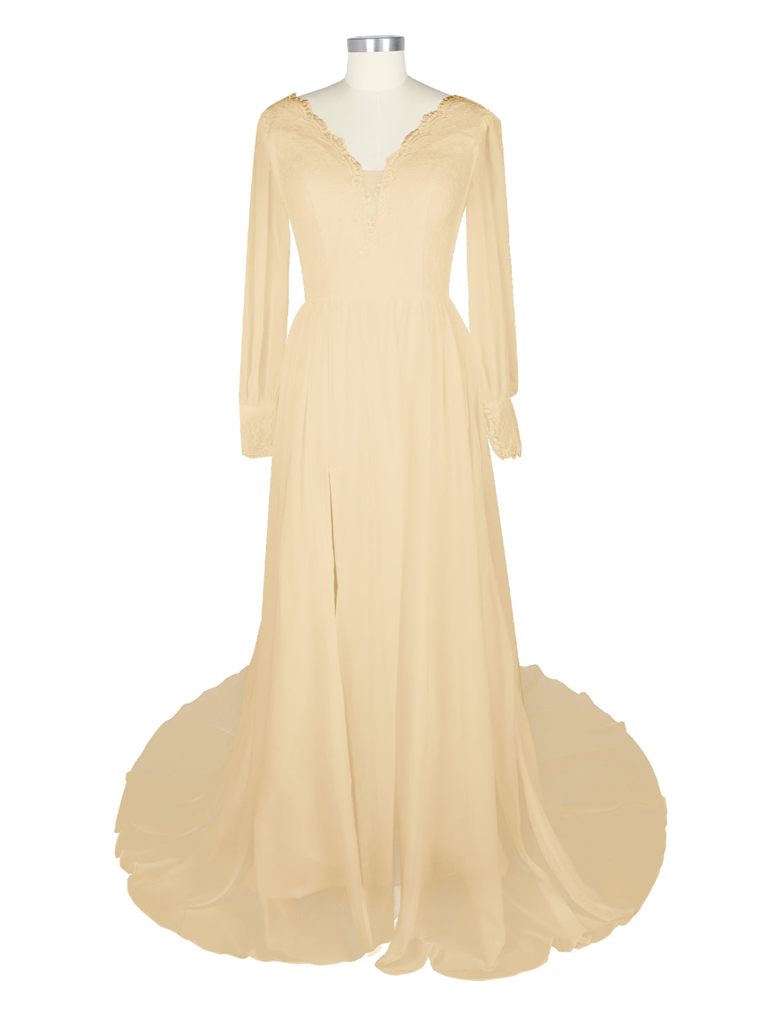 Lace V-Neck Slit Wedding Dress 