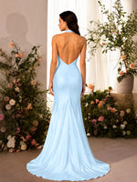 Satin Prom Dress with Halter Neck