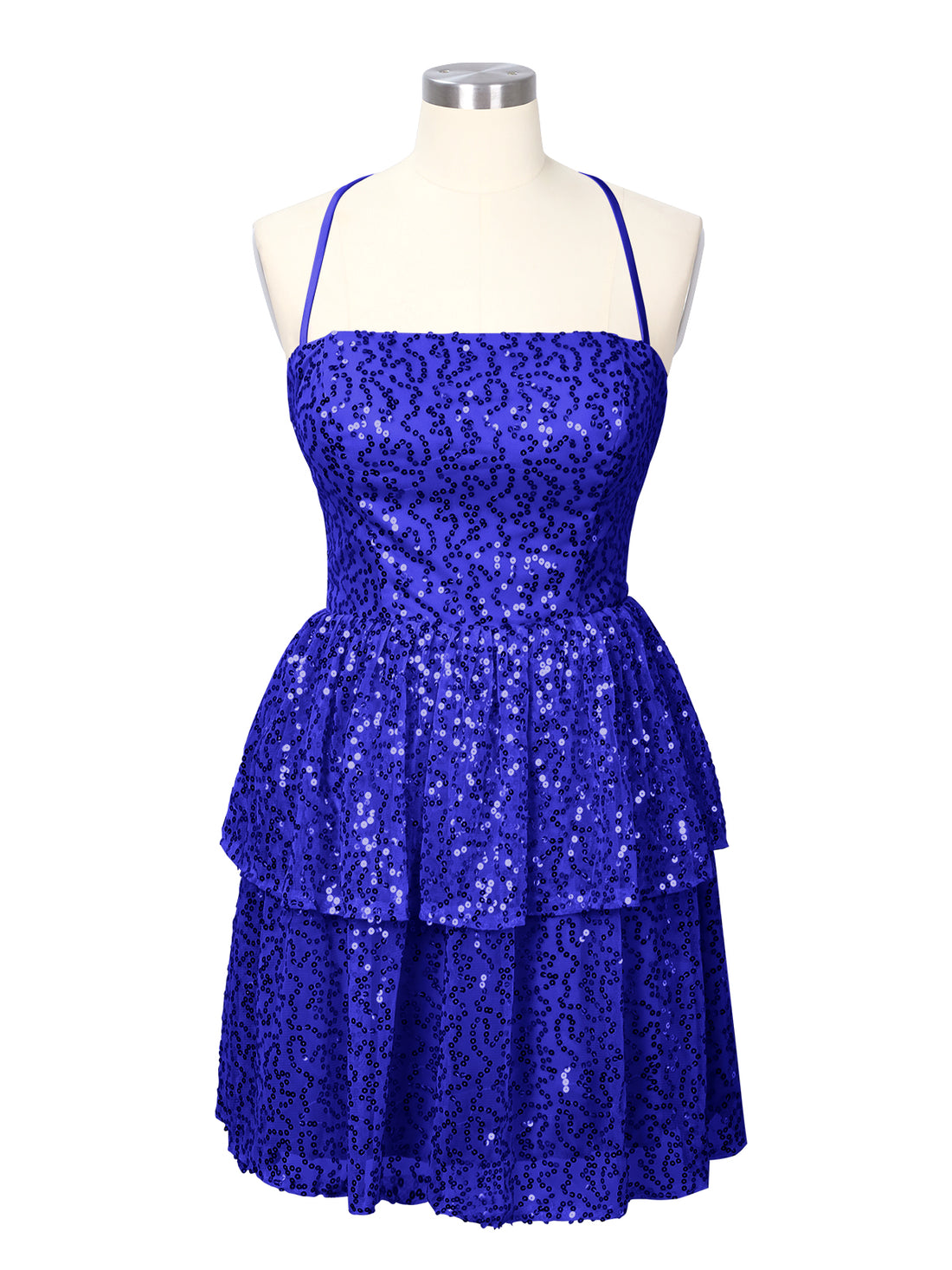 Sequined Halter Flare Mini Dress 