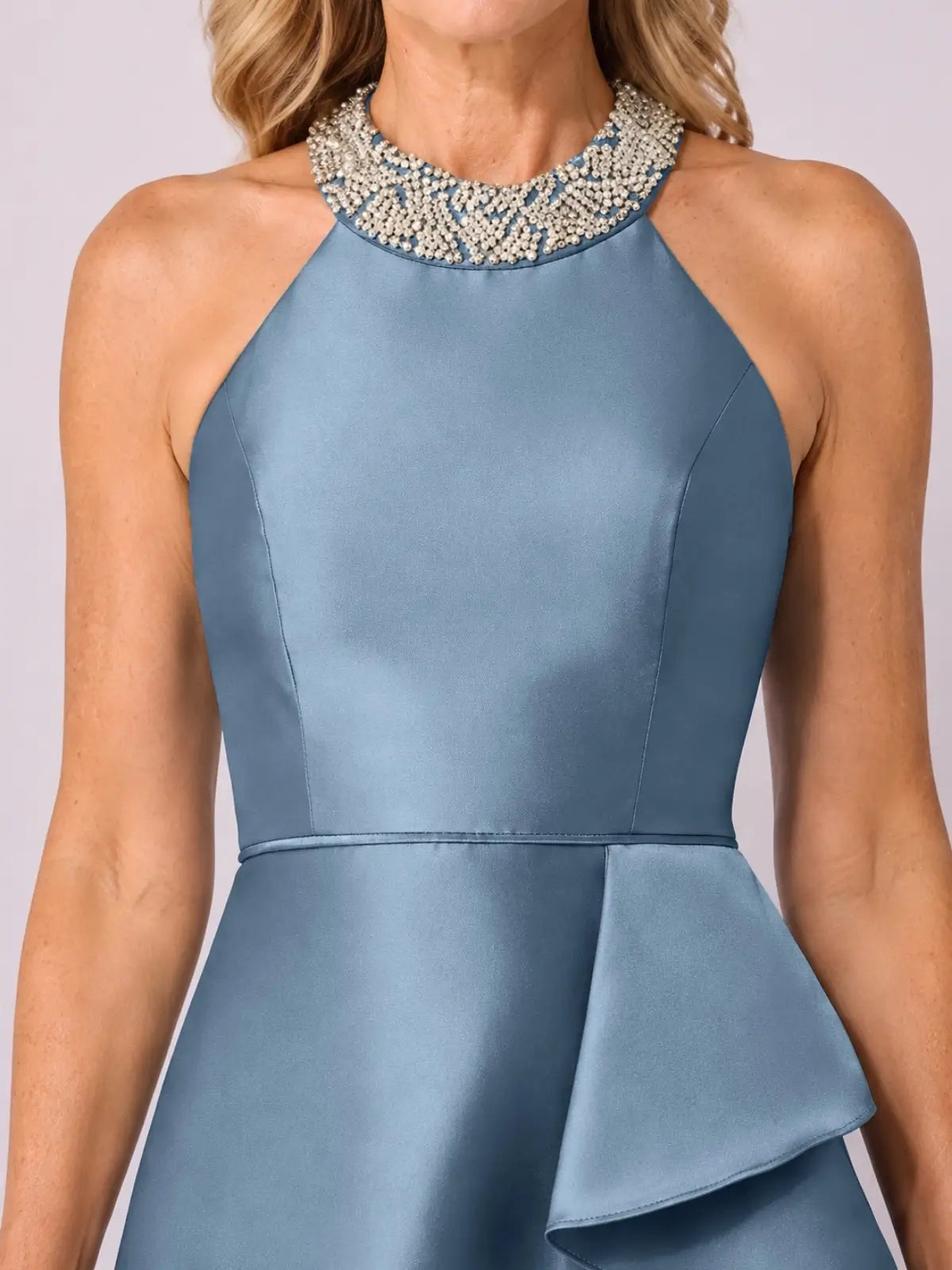 Halter Neck Mother of the Bride Dress with Slit