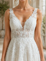 V-Neck Lace Wedding Dress