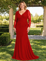 Mermaid Mother of the Bride Dress with Long Lace Sleeves-Plus Size 