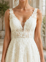 V-Neck Lace Wedding Dress