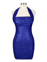Halter Sequin Sheath Mini Dress 