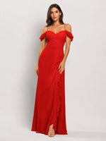 Sweetheart Neckline Bridesmaid Dress with Ruffled Details