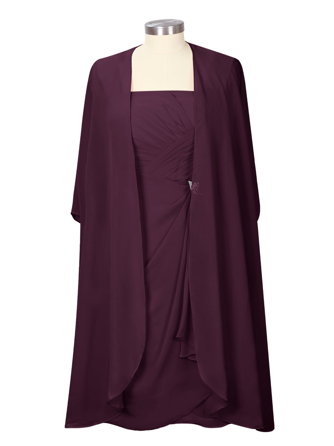 Ruched Chiffon Two-Piece Dress Set 