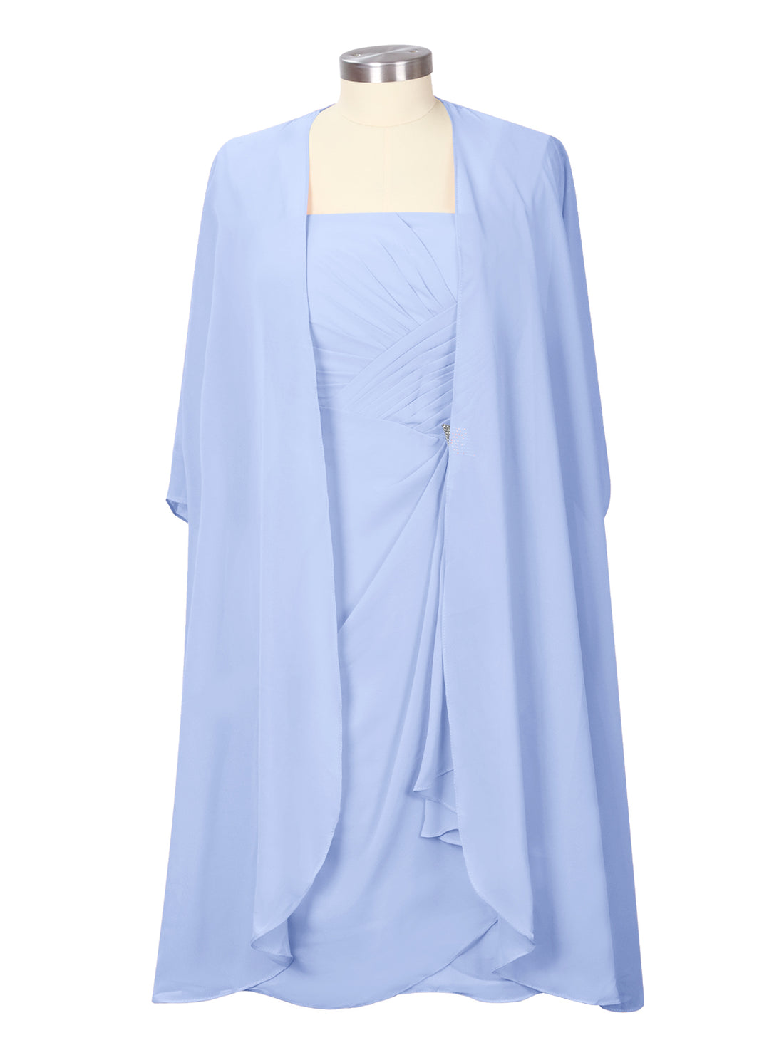 Ruched Chiffon Two-Piece Dress Set 