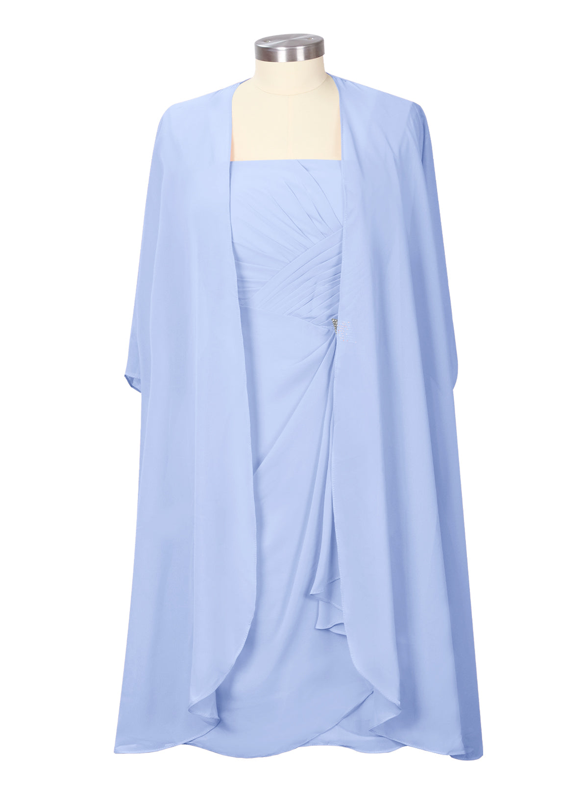 Ruched Chiffon Two-Piece Dress Set 