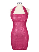 Halter Sequin Sheath Mini Dress 