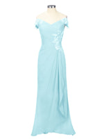 Off-Shoulder Chiffon Sheath Dress 