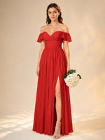 Chiffon Bridesmaid Dress with Cap Sleeves 