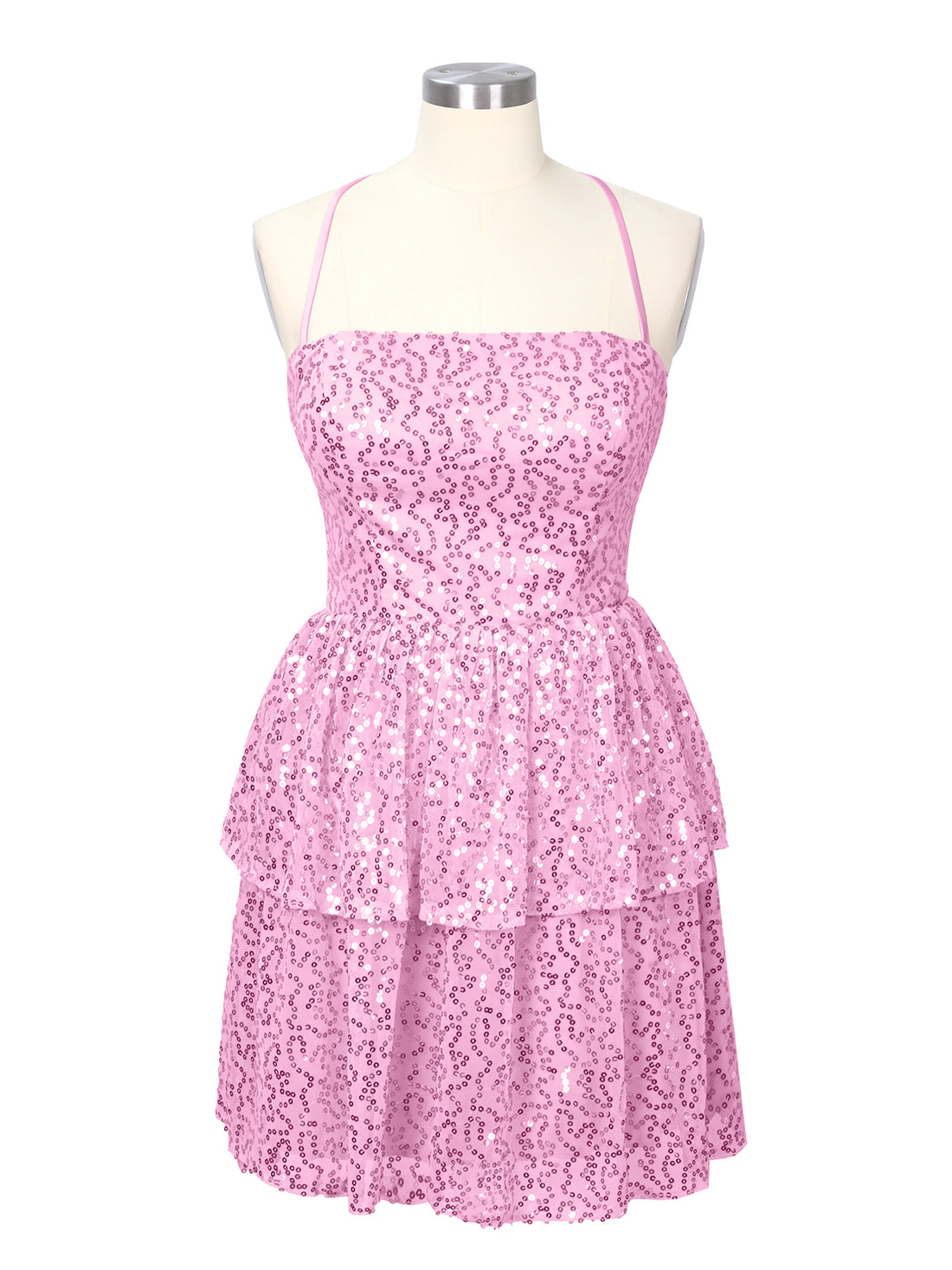 Sequined Halter Flare Mini Dress 