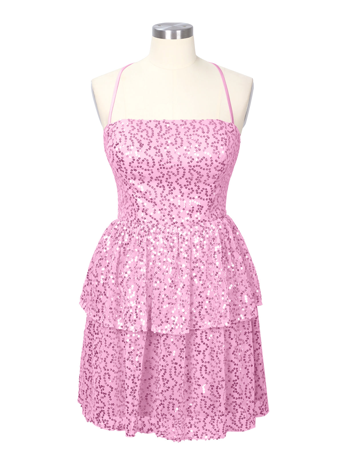 Sequined Halter Flare Mini Dress 