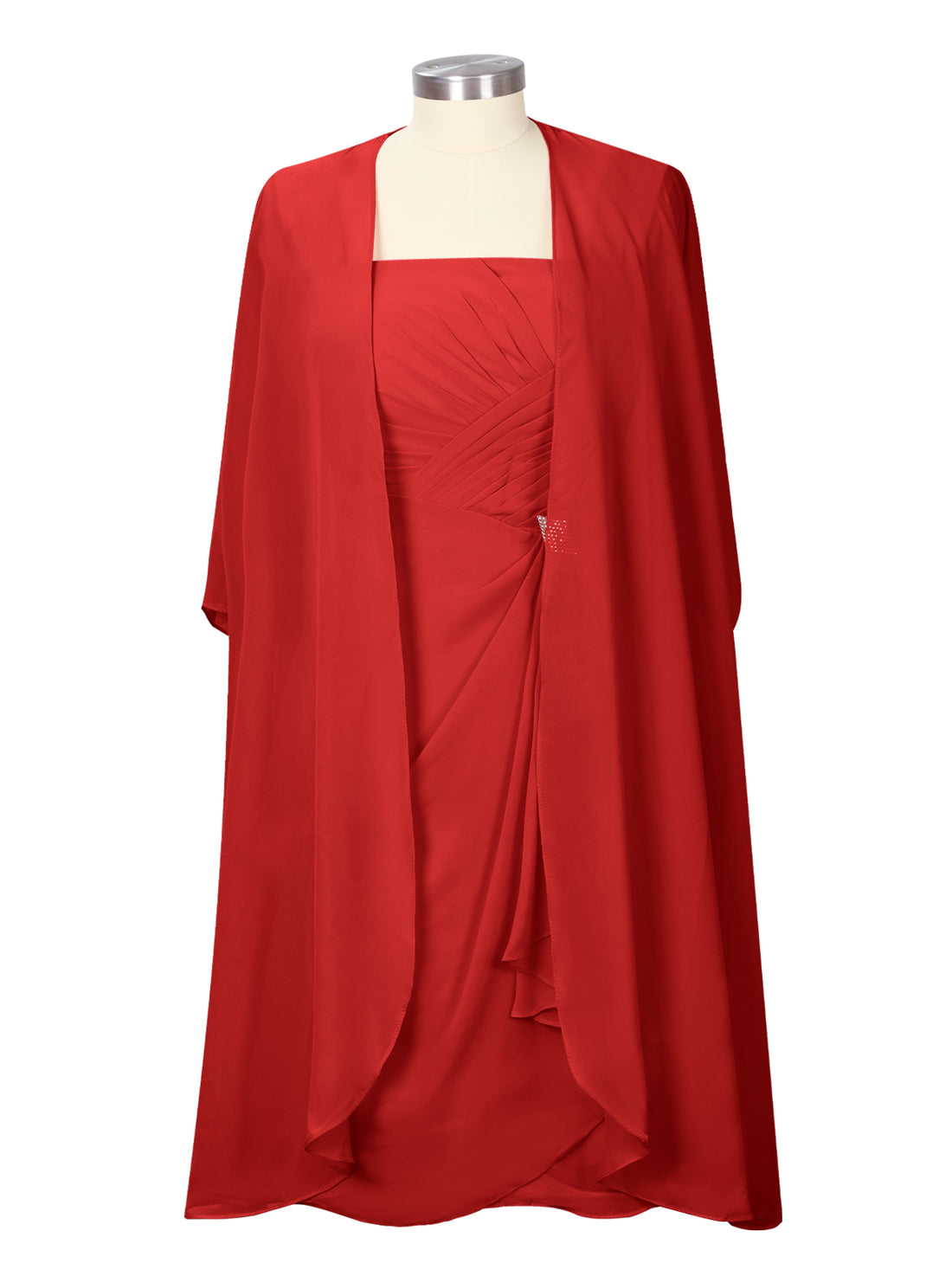 Ruched Chiffon Two-Piece Dress Set 