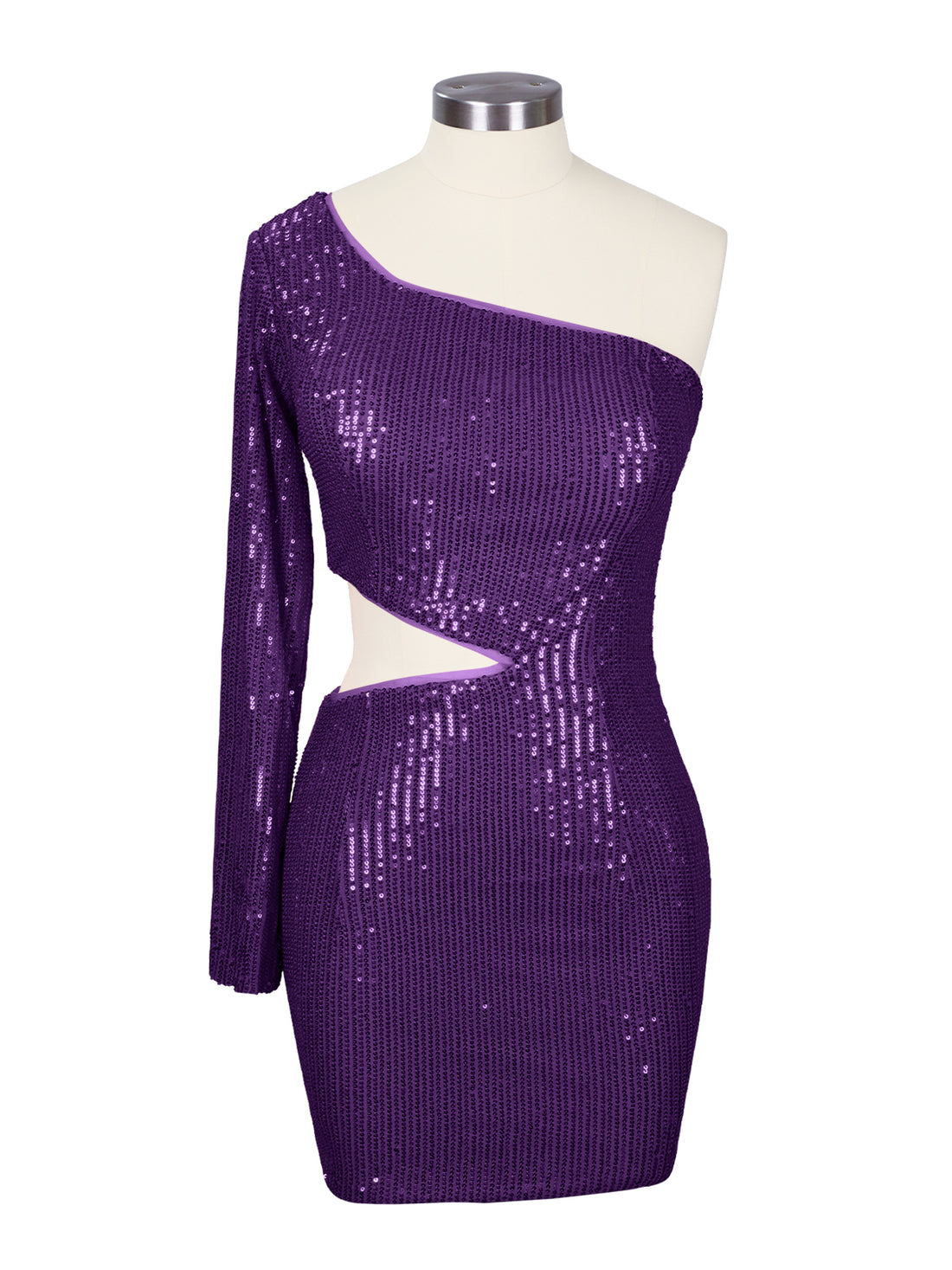 Waist Cutout One Shoulder Mini Dress 