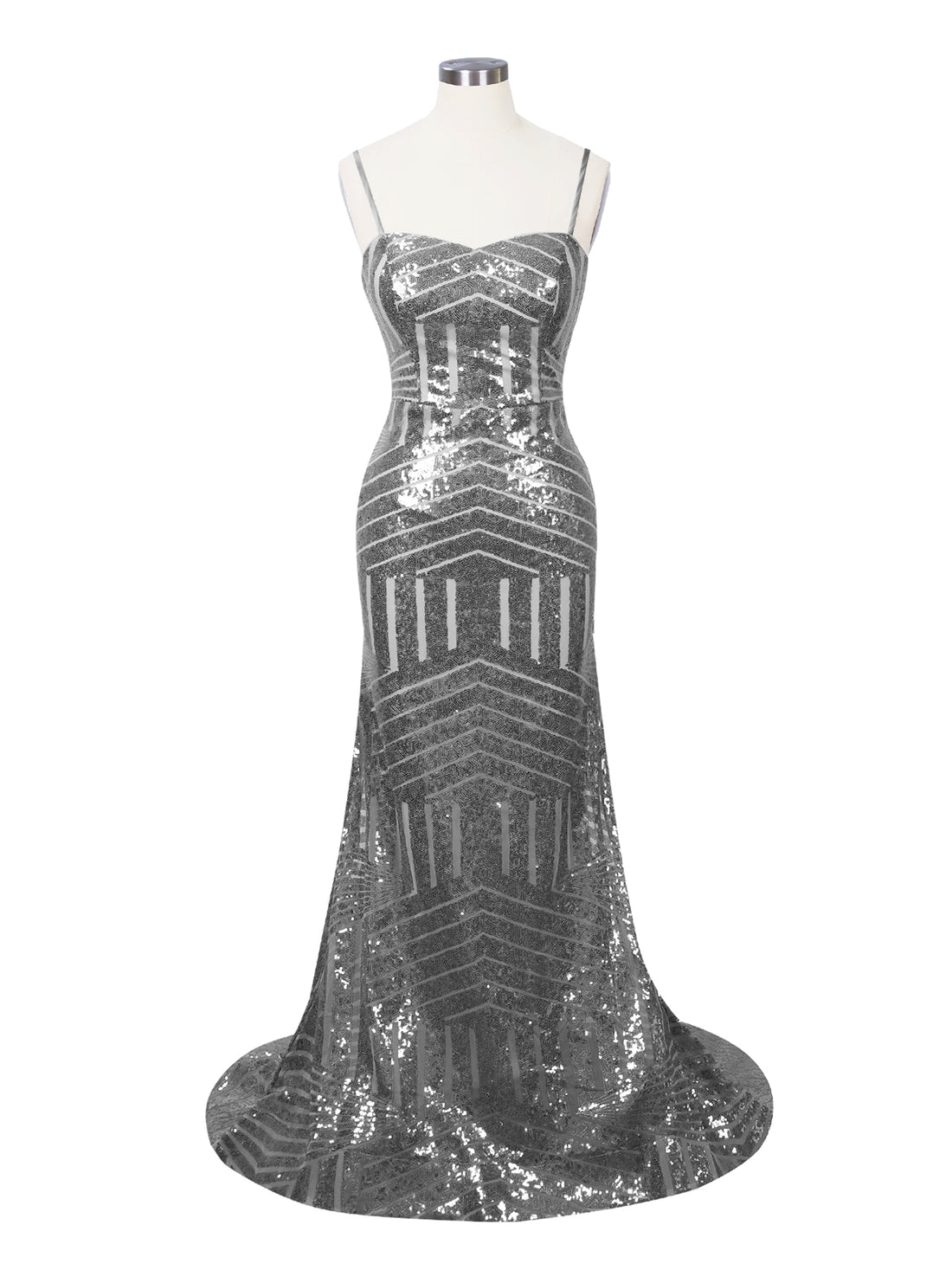 Geometric Sequin Prom Dress 