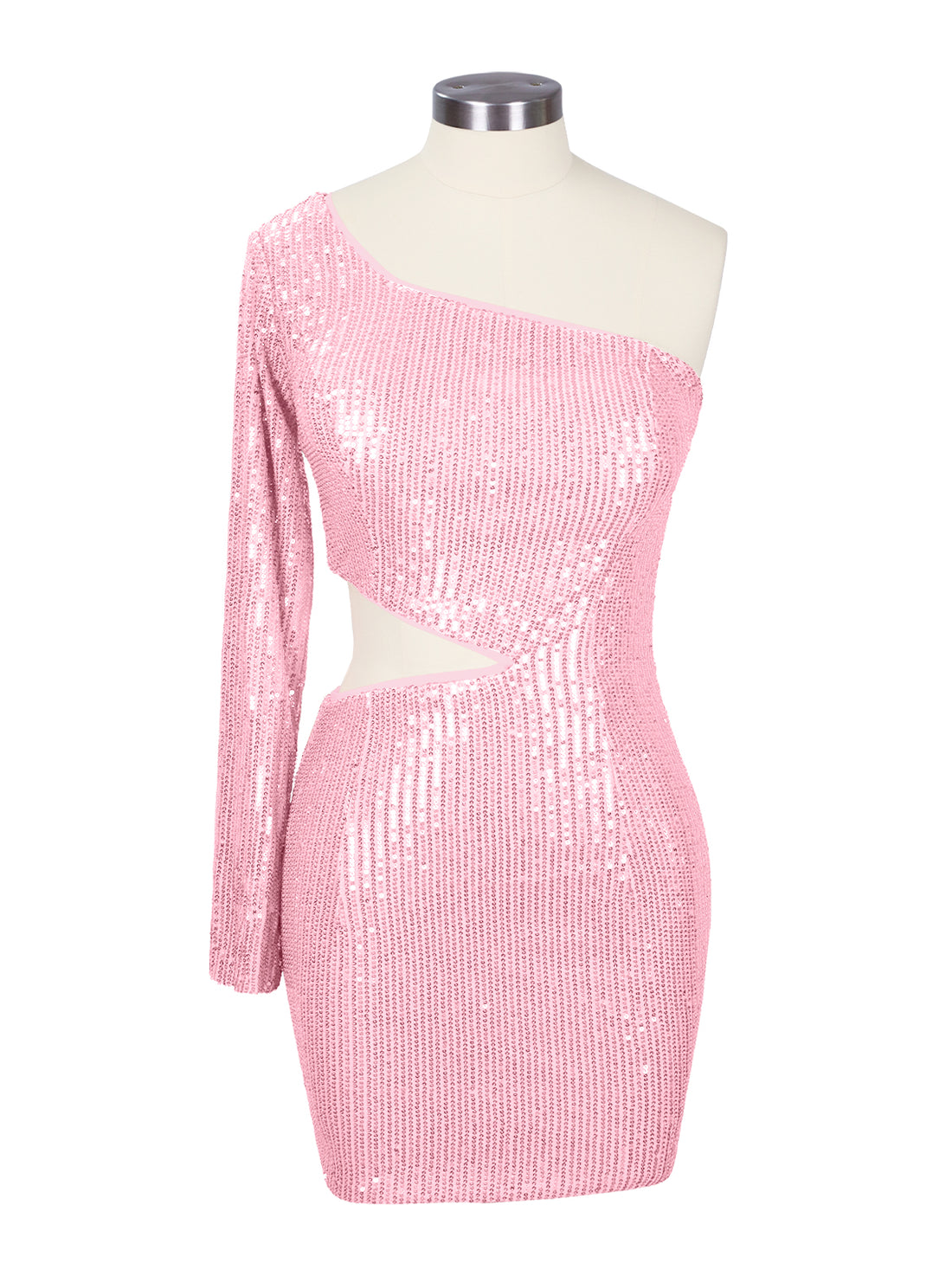 Waist Cutout One Shoulder Mini Dress 