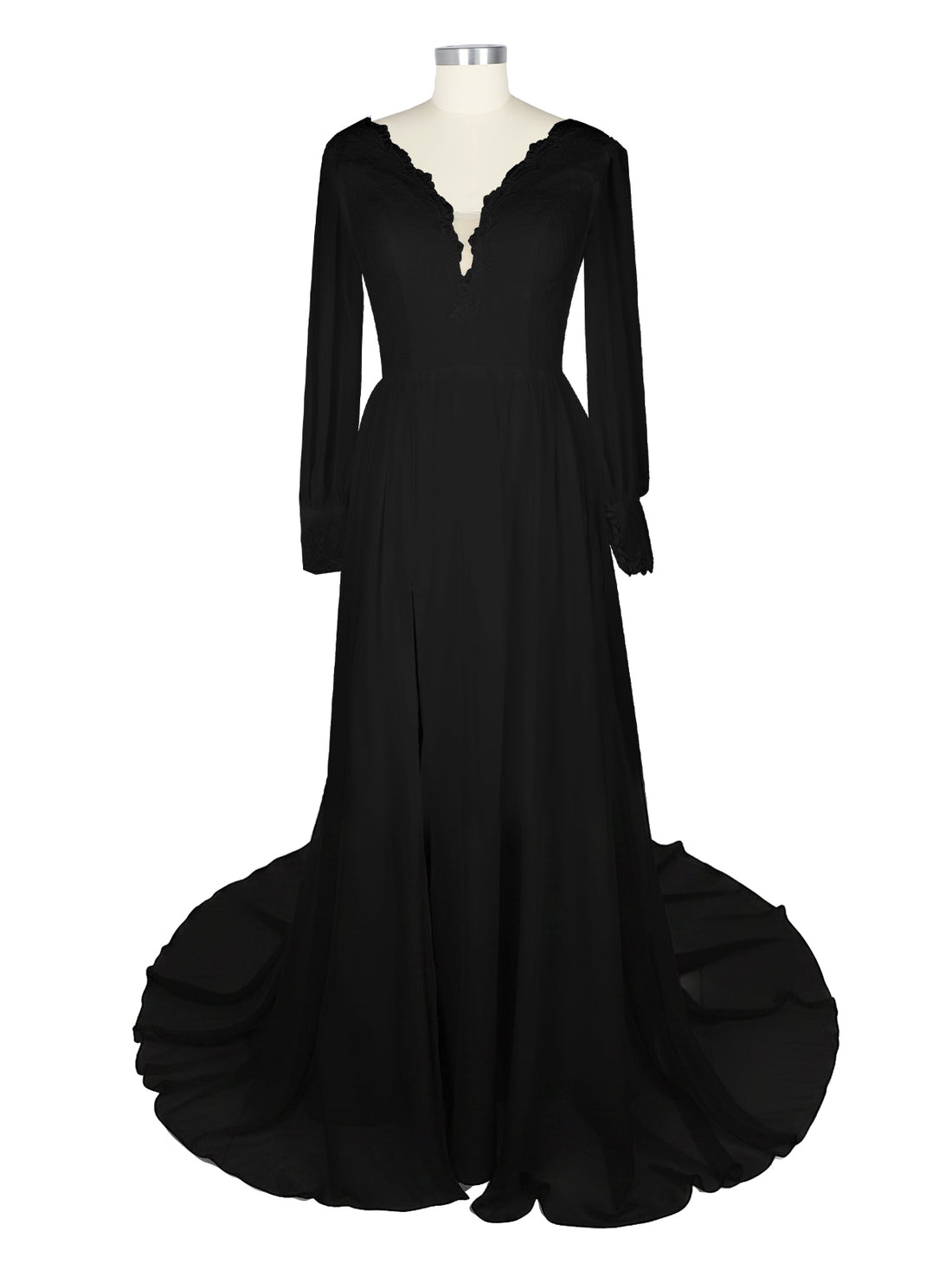 Lace V-Neck Slit Wedding Dress 