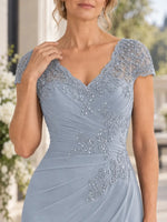 Sheath Mother of the Bride Dress with Cap Sleeves