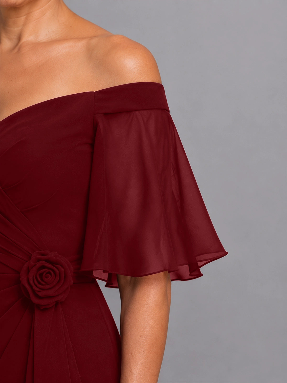 Chiffon Mother of the Bride Dress with 3D Rosette