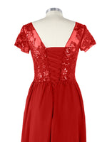 Short Sleeves Chiffon Dress 