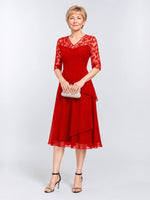 A-line Mother of the Bride Dress with Lace Sleeves 