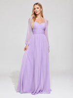 Elegant A-line Bridesmaid Dress with Long Sleeves